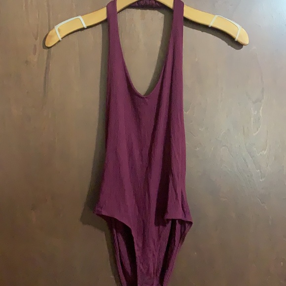 Violet Moon Burgundy Ribbed Bodysuit - Picture 3 of 3